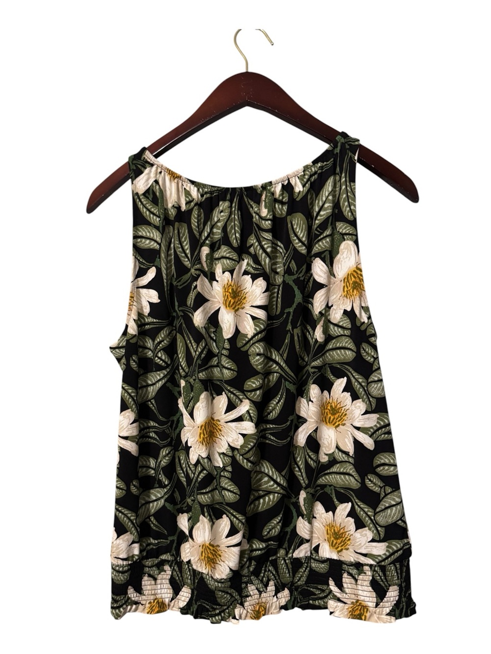 NWT Ann Taylor Factory Floral Sleeveless Tank Top - Black/Green Size M - Picture 2 of 4